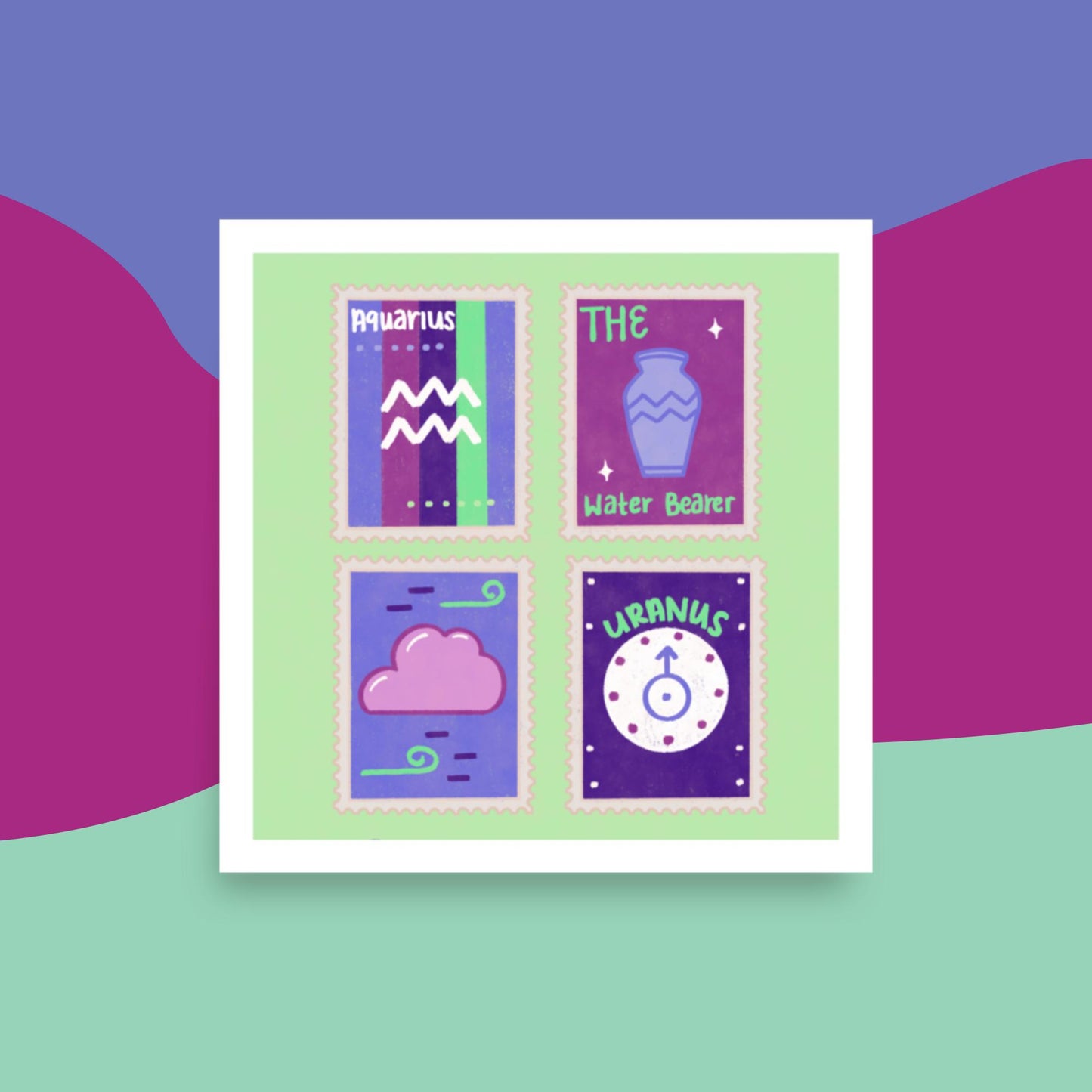 Aquarius Stamp Art