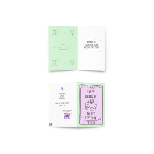 Gemini Birthday Card (Green/Purple)