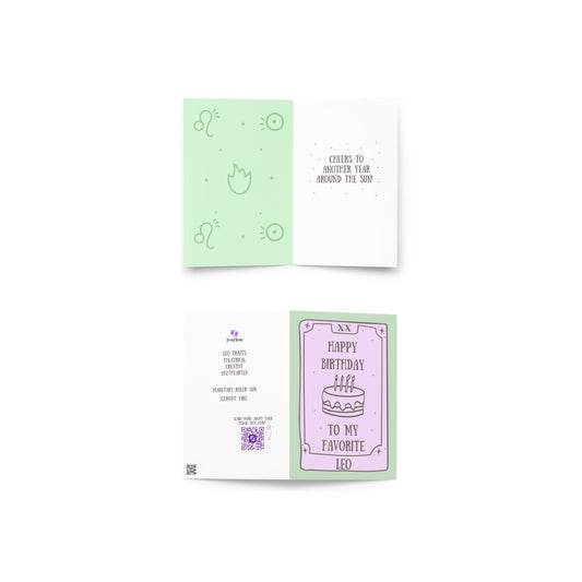 Leo Greeting Card (Green/Purple)